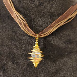 Gold and Brown Stone Necklace 18-19 Inches